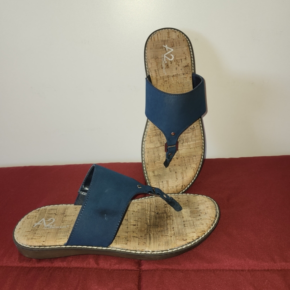 Aerosoles A2 Cool Cat Womens Sandals Navy Cork Size 8.5 Comfort Fit Used - Picture 3 of 11